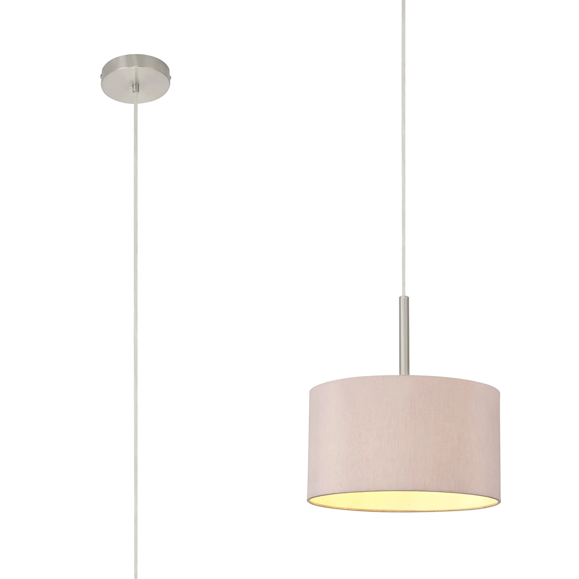 DK0281  Baymont 30cm Pendant 1 Light Satin Nickel; Taupe/Halo Gold